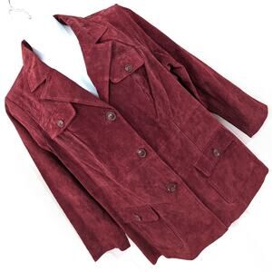 NWT! DENIM & CO.! BURGUNDY PLUM GENUINE SUEDE LEATHER 3/4 LENGTH JACKET! SZ 2X